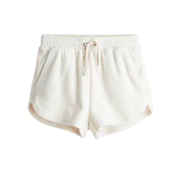 H&M Women's Ivory Cotton/Poly Knit Drawstring Sweatshorts w Pockets - Picture 1 of 9